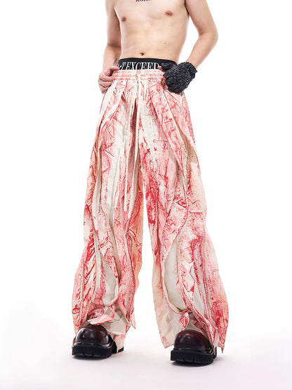 Graffiti Design Wide Leg Pants WN11727