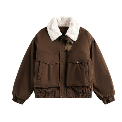 Fleece Lining Fake Fur Collar Puffer Jacket WN21910