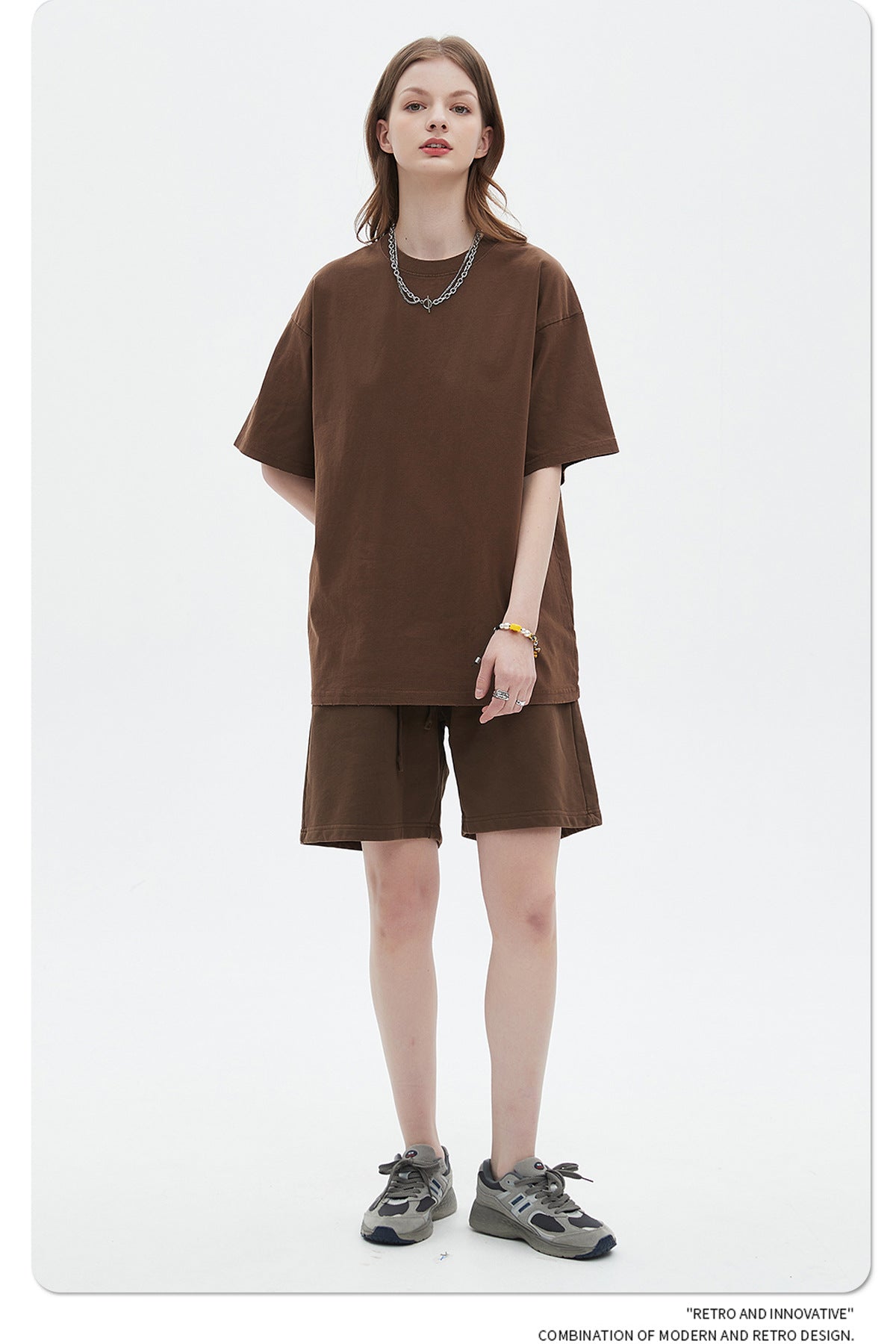 Washed Dyed Oversize Damage Short-sleeve T-shirt & Short Sweatpants Setup WN6630-K