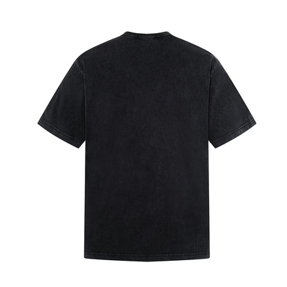 Washed Portrait Letter Print Short Sleeve T-Shirt WN25434