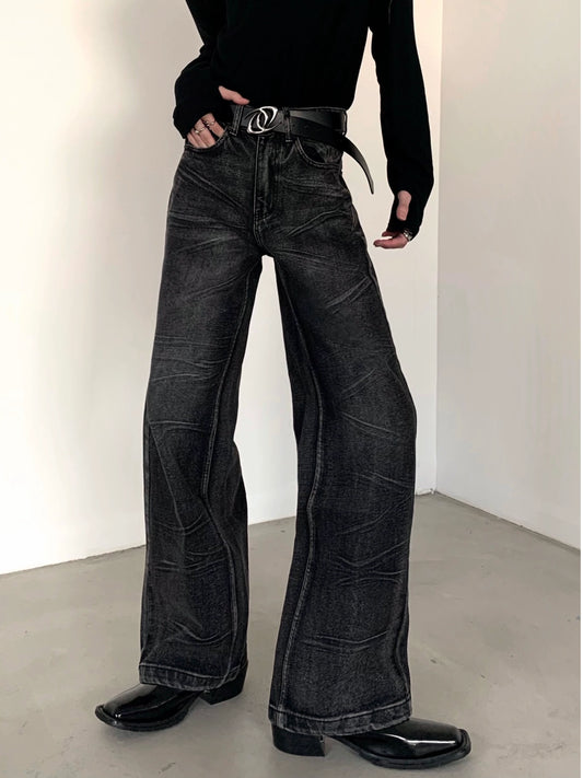 Washed Straight Denim Jeans WN5952