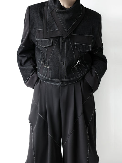 Heavyweight Denim Patchwork Oversize Jacket WN11800