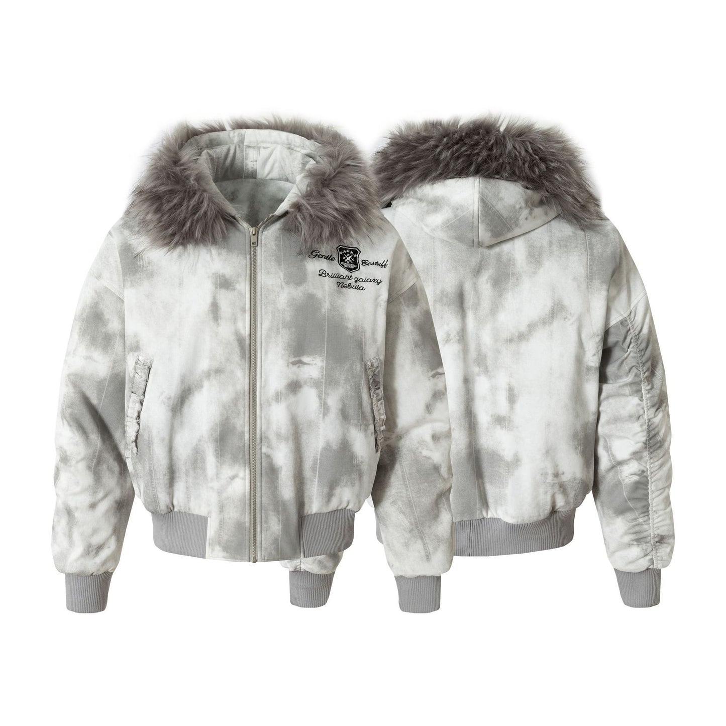 Fake Fur Collar Washed Puffer Jacket WN21896