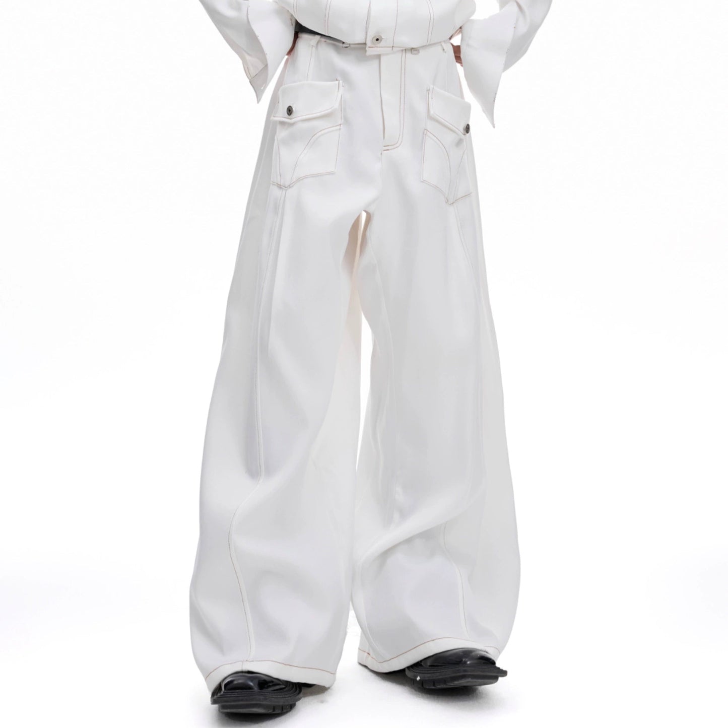 Contrast Stitch Pocket Cargo Denim Jeans WN20515