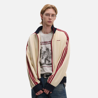 Stripe Contrast Short Zipper Jacket WN21430