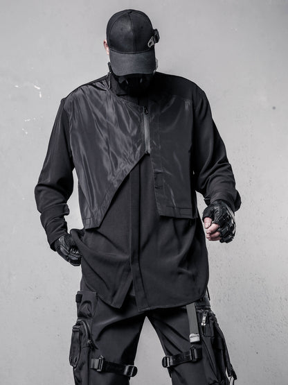 Irregular Fake Layered High Neck Long Sleeve Shirt WN22487