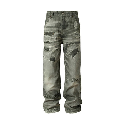 Damage Wash Straight Denim Jeans WN23221