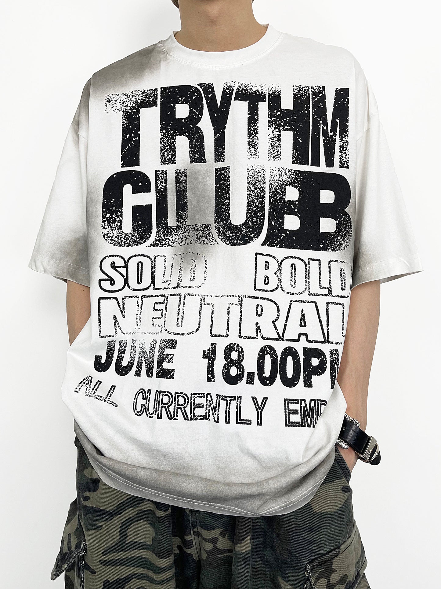 Tie Dye Letter Dirty Short Sleeve T-Shirt WN24253