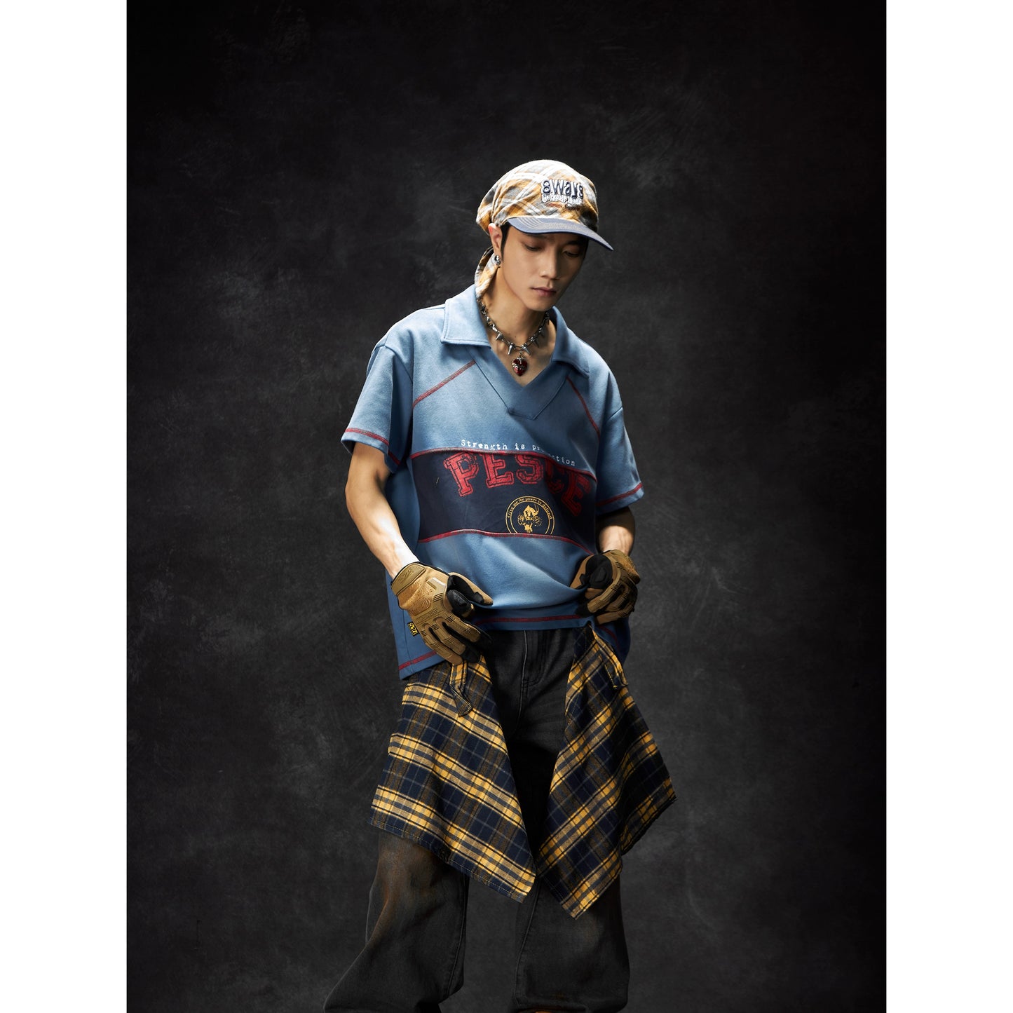 Washed Colorblock Graphic Print Short Sleeve T-Shirt WN18455