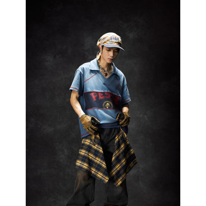 Washed Colorblock Graphic Print Short Sleeve T-Shirt WN18455