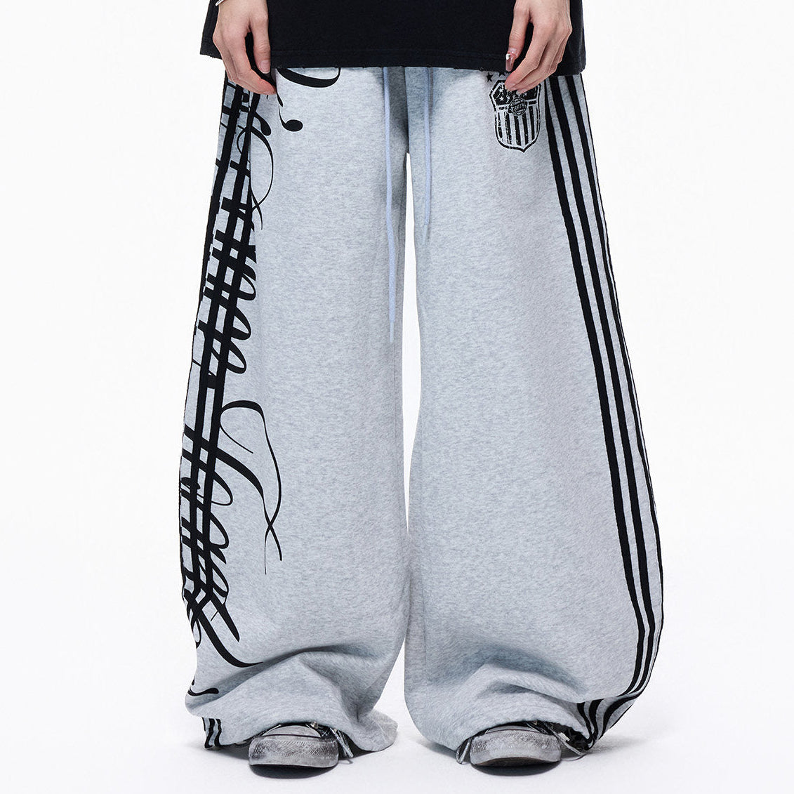 Music Art Graphic Print Wide Leg Sweatpants WN27264