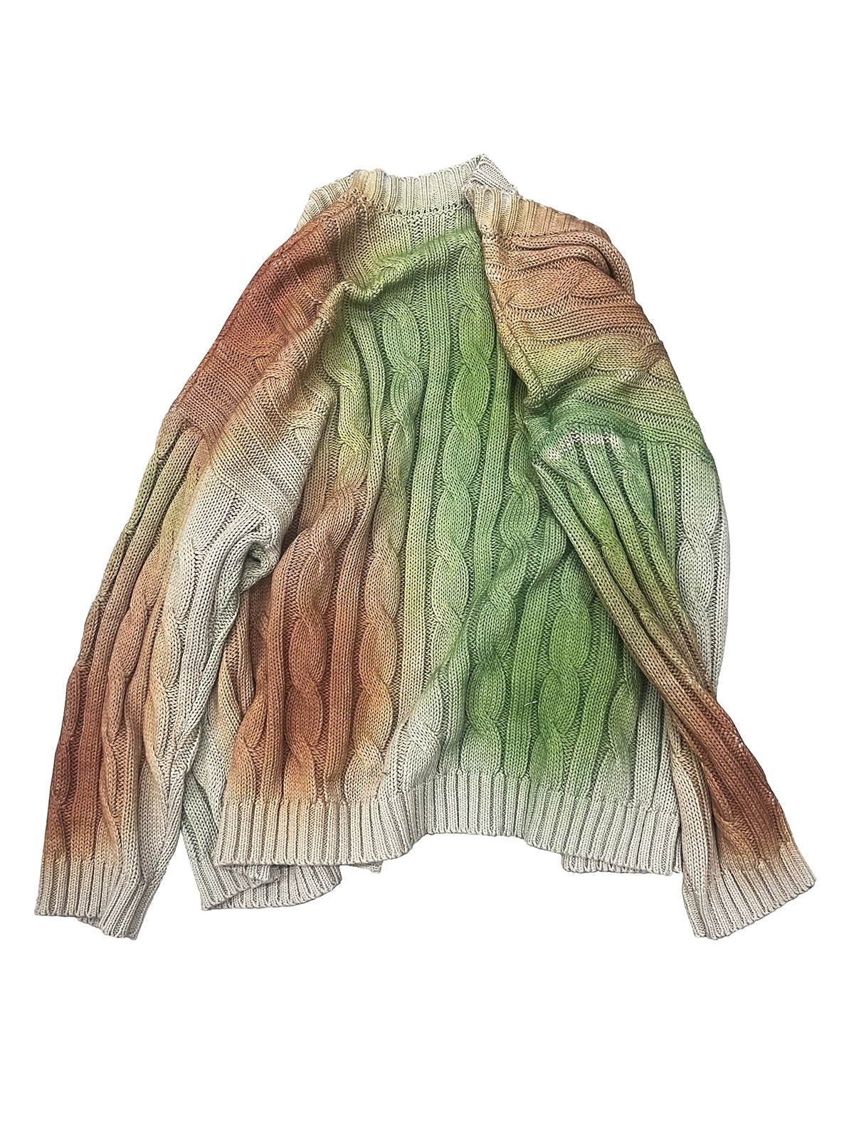 Aran Flower Weave Spray Color Knitted Cardigan WN18976