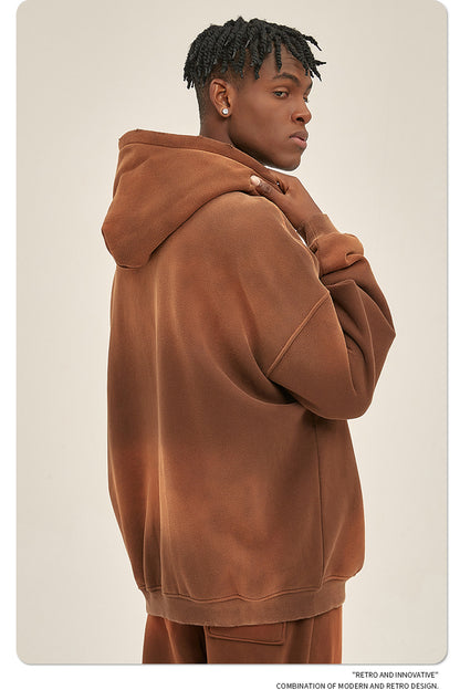 Fleece Lining Spray-dye Damage Oversize Hoodie WN9969-K