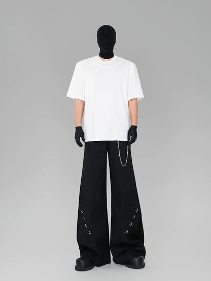 Pearl Studs Detail Oversize Short Sleeve T-Shirt WN17294