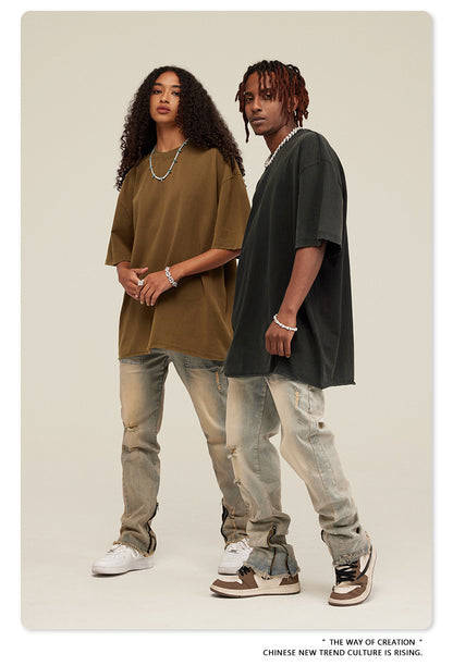 Washed Damage Oversize Short Sleeve T-Shirt WN6068