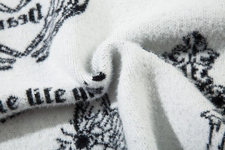 Butterfly Cross Design Oversize Zipper Knit Cardigan WN11170