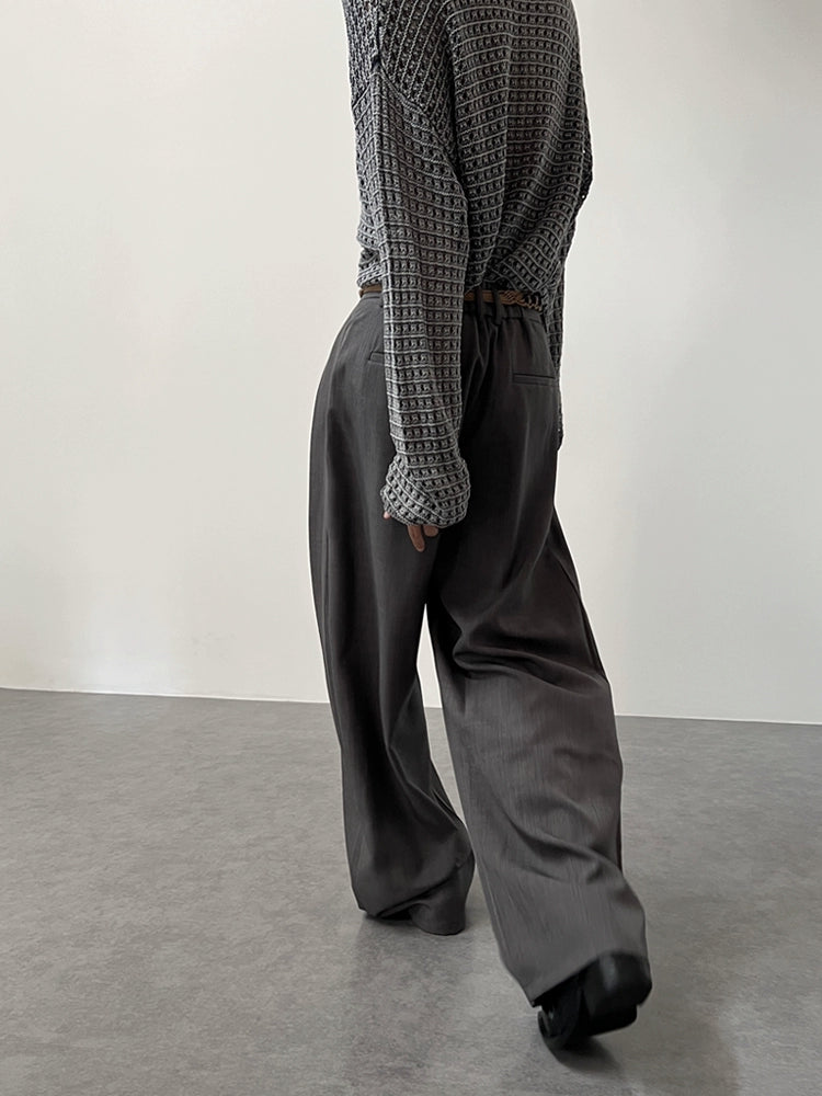Woven Belt Draping Wide Leg Trousers WN22028