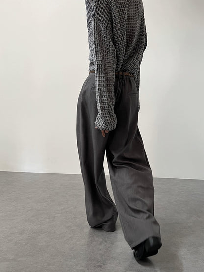 Woven Belt Draping Wide Leg Trousers WN22028