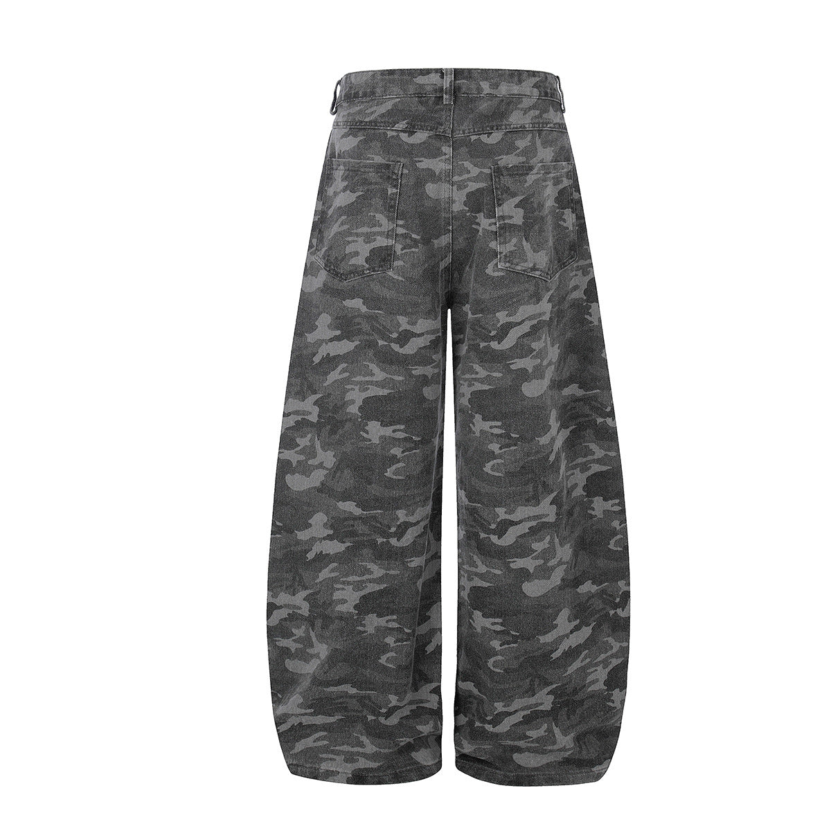 Camo Rivet Curved Wide Leg Denim Jeans WN25624