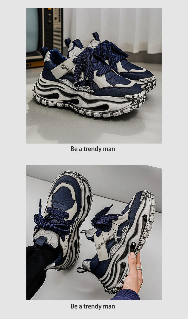 Strap Detail Chunky Sole Lace-Up Sneakers WN23363