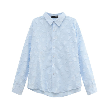 Cutout Texture Long Sleeve Shirt WN24876
