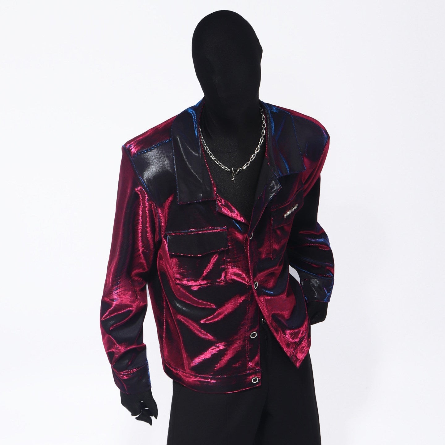 Metallic Texture Pocket Design Jacket WN23704