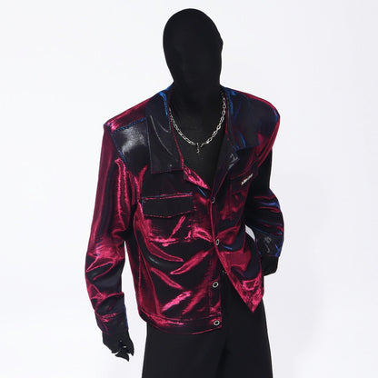 Metallic Texture Pocket Design Jacket WN23704