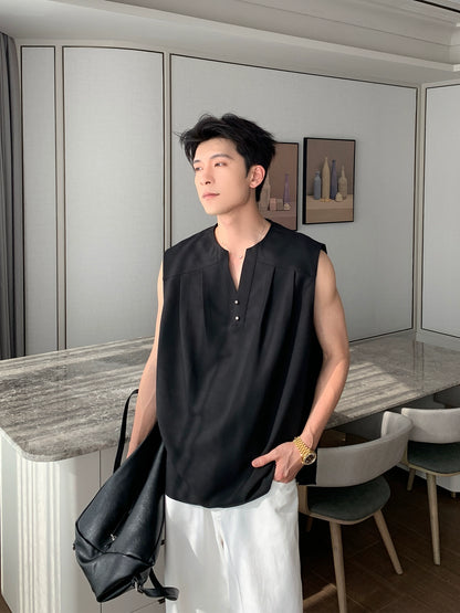 Wrinkle-Free Quick-Dry V-Neck Sleeveless T-Shirt WN20472