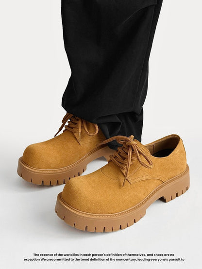 Suede Lace Up Thick Sole Round Toe Shoes WN24568