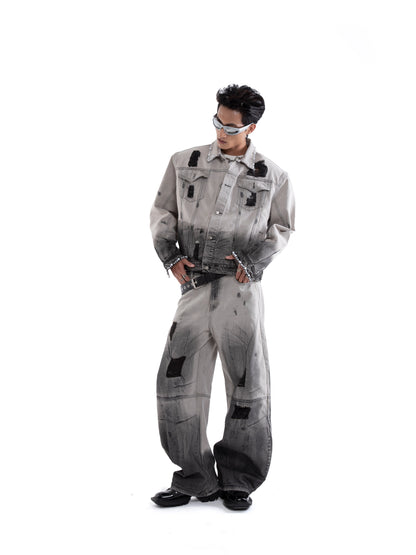 Pearl Damage Washed Denim Jacket & Denim Jeans Setup WN20657