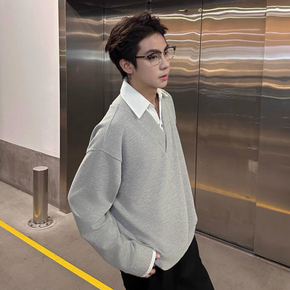Fake Layered V-Neck Long Sleeve T-Shirt WN25202