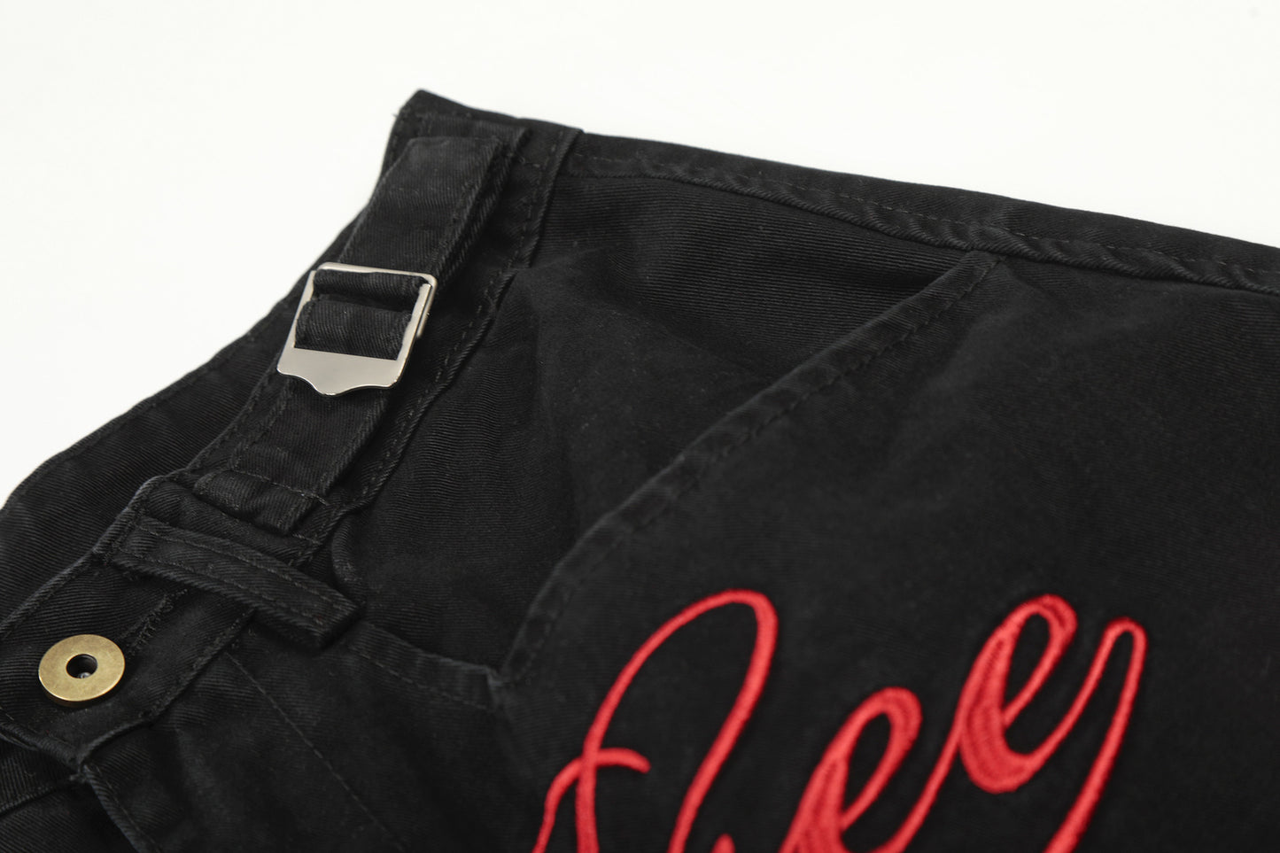 Metal Buckle Logo Print Cargo Cropped Half Pants WN25755