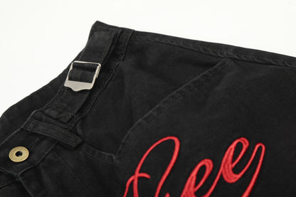 Metal Buckle Logo Print Cargo Cropped Half Pants WN25755