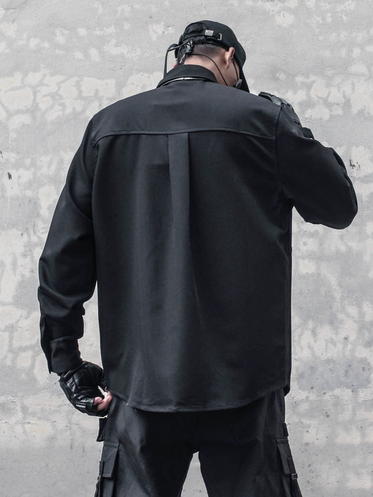 Avant-Garde Studs Mix Patchwork Long Sleeve Shirt WN22419