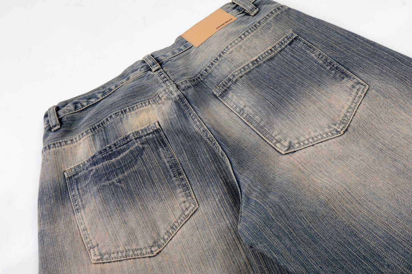Washed Whisker Wide Leg Denim Jeans WN26132