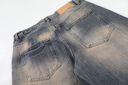 Washed Whisker Wide Leg Denim Jeans WN26132