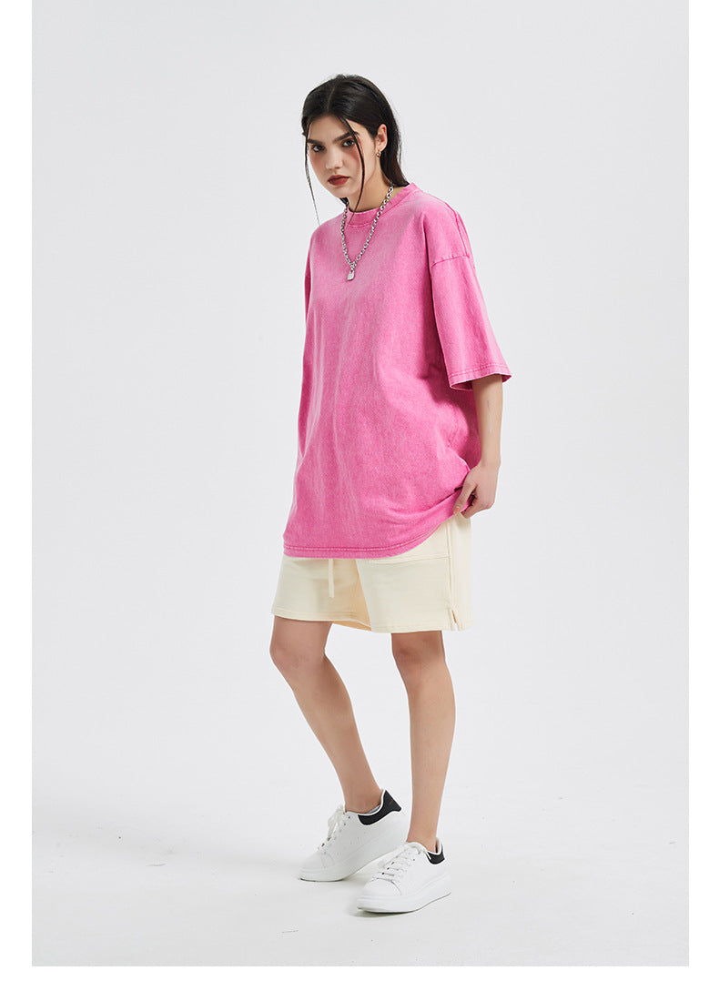 Vintage Dyed Oversize Short-sleeve T-shirt & Vintage Dyed Short Sweatpants Setup WN6631-K