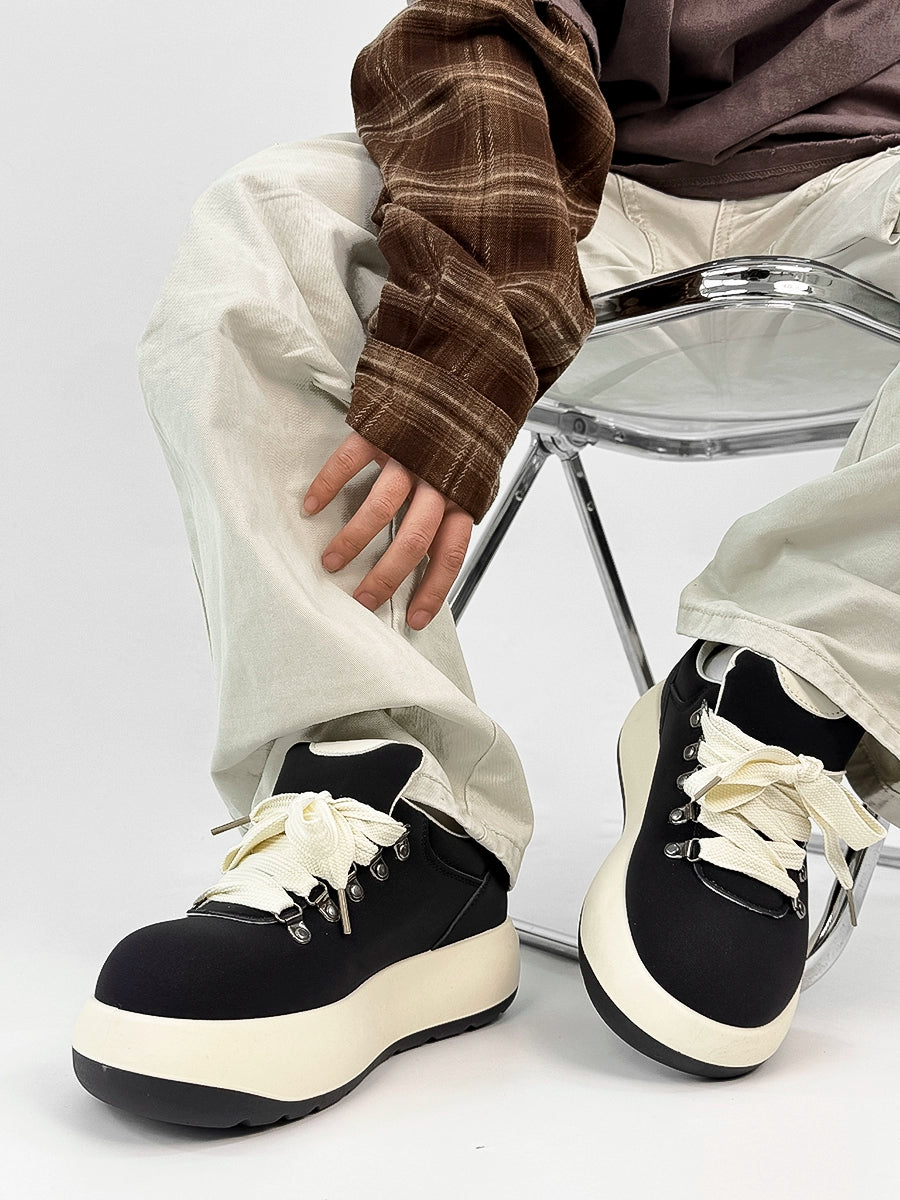 Chunky Sole Puffy Design Suede Sneakers WN19141