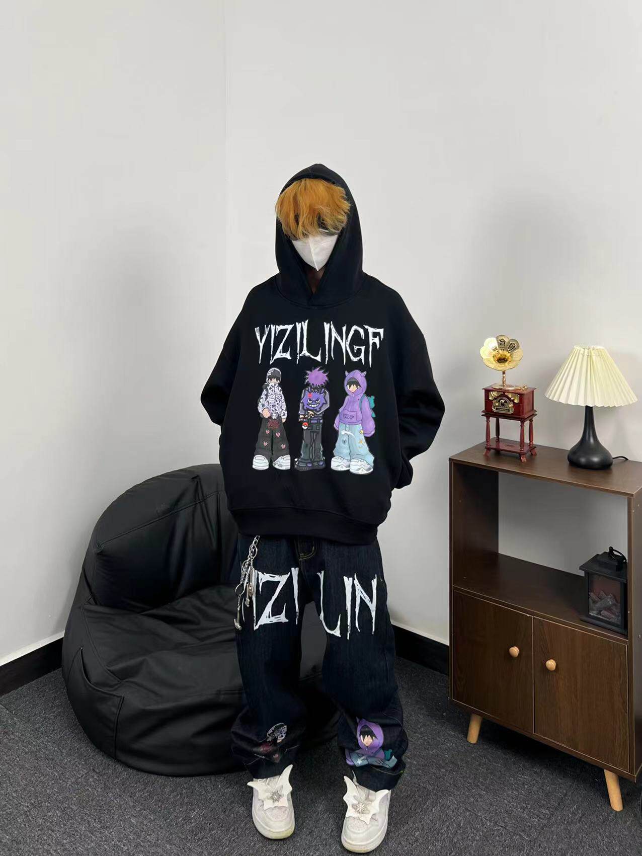 Illustration Print Oversize Hoodie WN24072