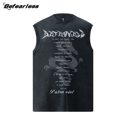 Art Letter Print Sleeveless T-Shirt WN26247
