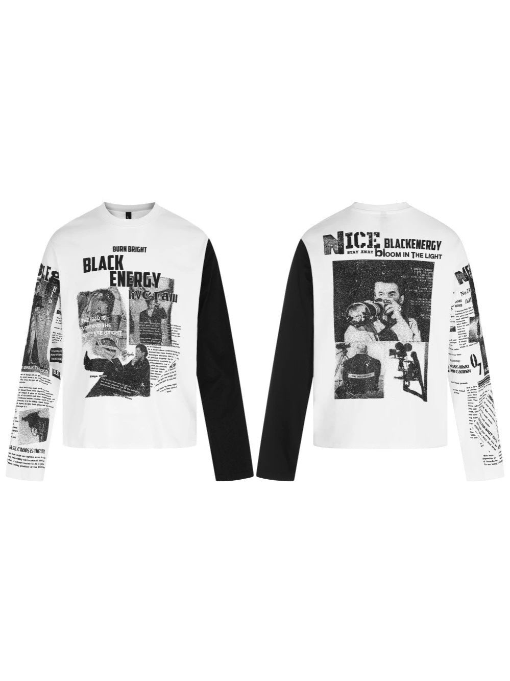 Newspaper Collage Graphic Long Sleeve T-Shirt WN28055