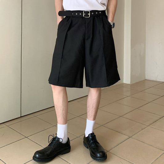Belted Pleats Wide Leg Half Pants WN24867
