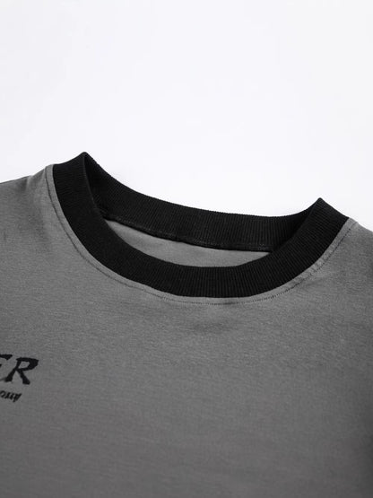 Fake Layered Studs Graphic Long Sleeve T-Shirt WN27820