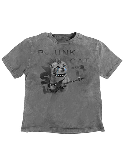 Cat Animal Print Oversize Short Sleeve T-Shirt WN20885