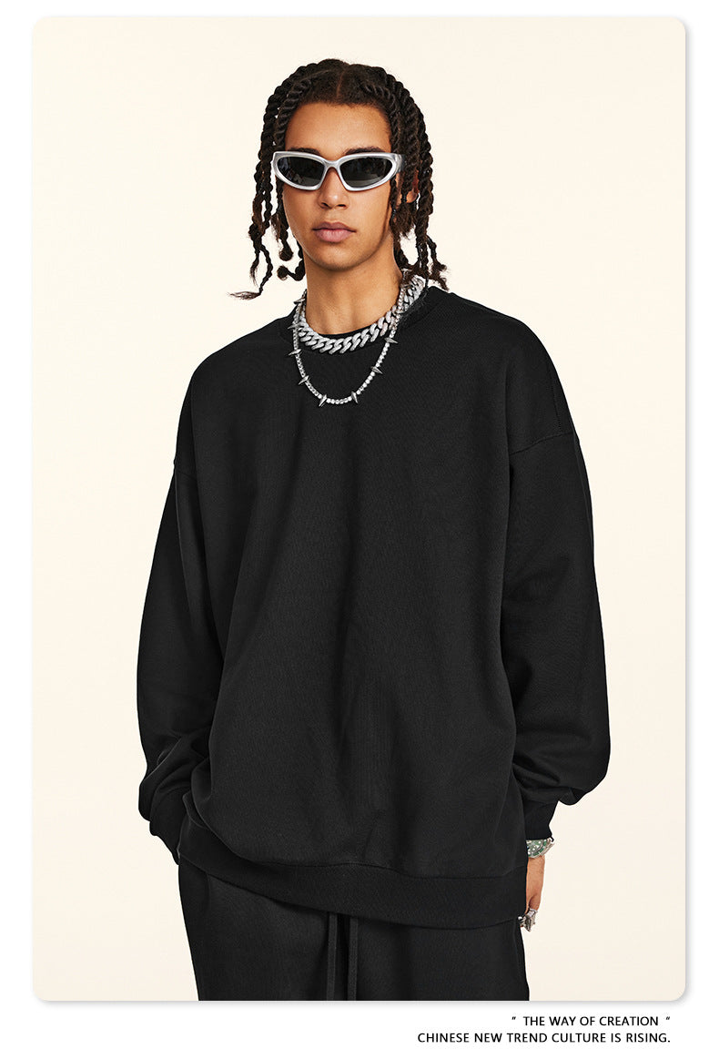 Oversize Heavyweight Basic Round Neck Sweatshirt WN9929