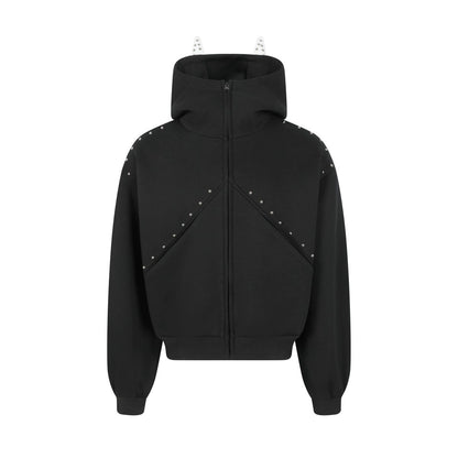 Studs Mix Patchwork Zipper Hoodie WN21042