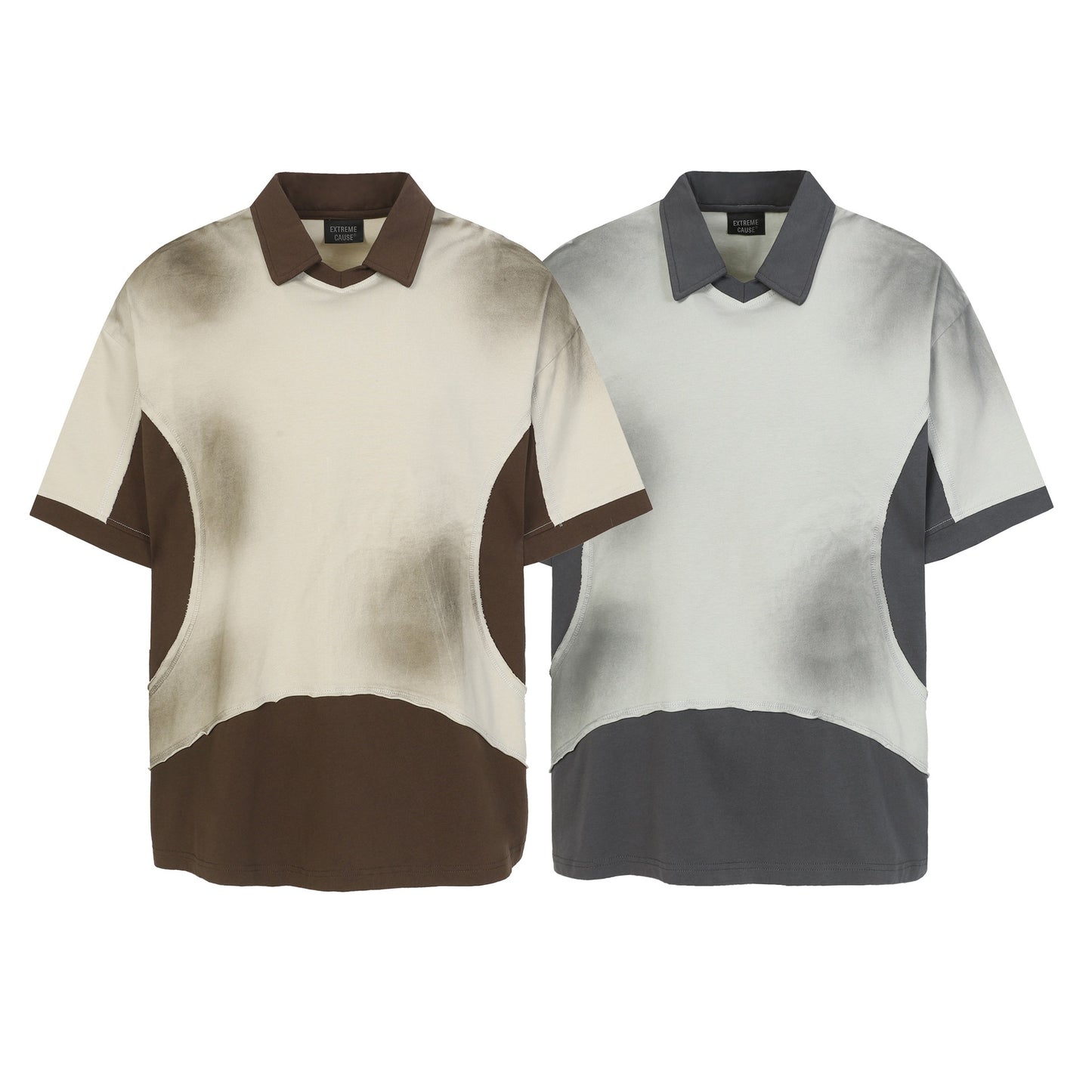 Gradient Washed Deconstructed Contrast Polo Shirt WN26801