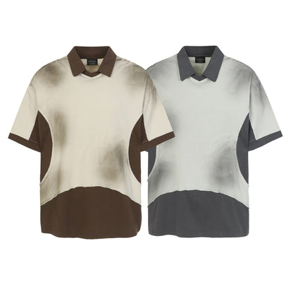 Gradient Washed Deconstructed Contrast Polo Shirt WN26801