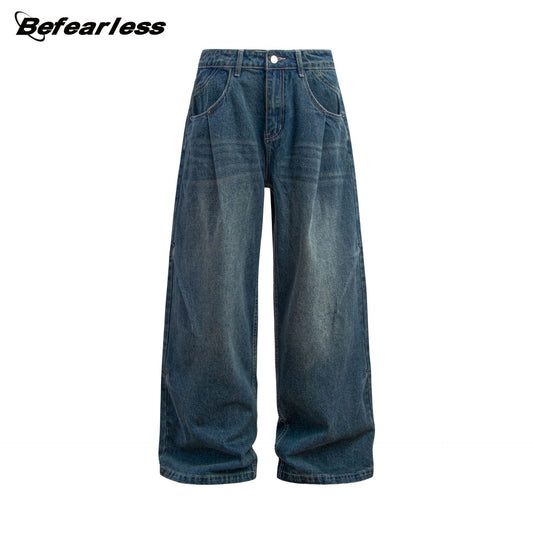 Washed Whisker Wide Leg Denim Jeans WN26186
