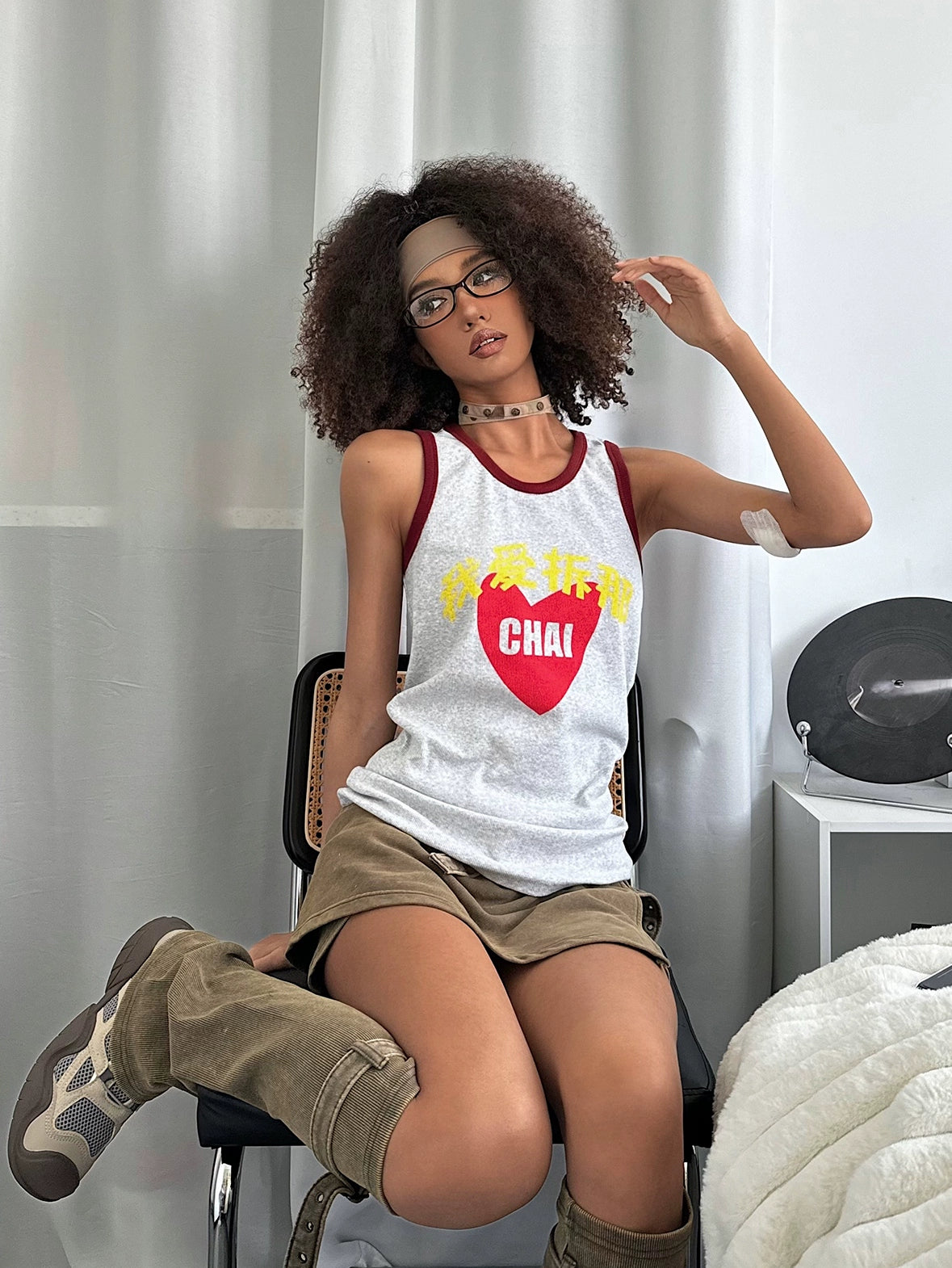 Elastic Slim Print Tank Top WN19055